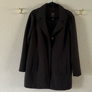 Isaac Mizrahi Live Snap Front Black Quilted Reptile Texture Jacket Coat Size M